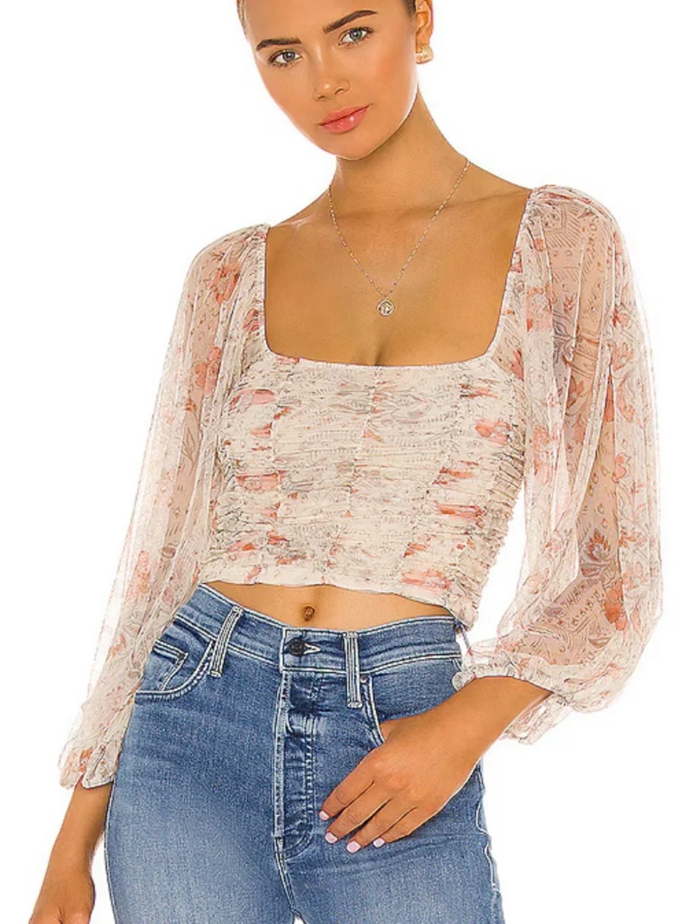 EUC Free People Lilia Top | Boho Romantic Long Sleeve Blouse